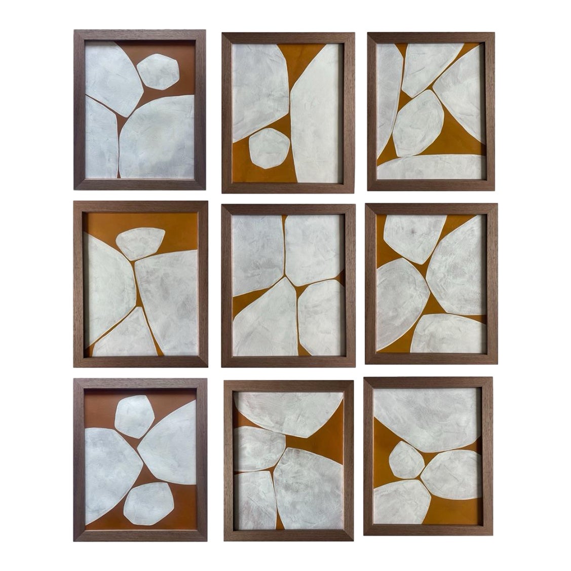 2026 Contemporary Set of Nine Abstract Paintings in Sienna on Cotton ...