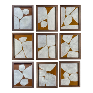 2026 Contemporary Set of Nine Abstract Paintings in Sienna on Cotton Paper by Artist r.k. Red