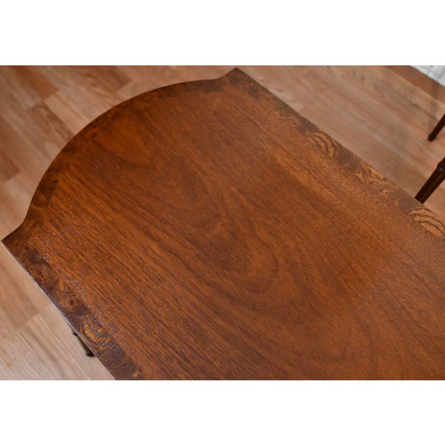 1960s Vintage Baker Furniture English Mahogany Burl Wood Nesting Tables Tiered Set For Sale - Image 13 of 13