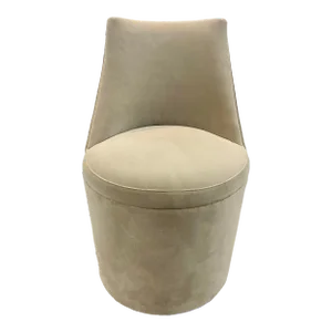 Caracole Couture Modern Taupe Velvet Barrel Roll Accent Chair