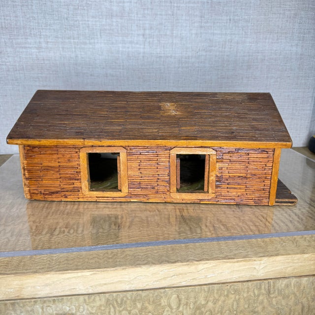 Vintage Matchstick Long House Replica Handmade Folk Art For Sale - Image 4 of 8