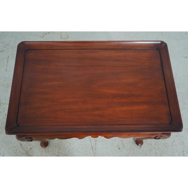 2000 - 2009 Henkel Harris Cherry Tea Table W. Pull Out Slides For Sale - Image 5 of 12