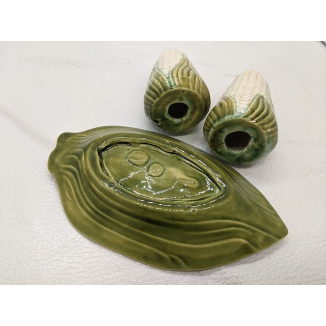 Mid 20th Century Corn Salt & Pepper Shakers With Tray- 3 Pieces For Sale - Image 6 of 8