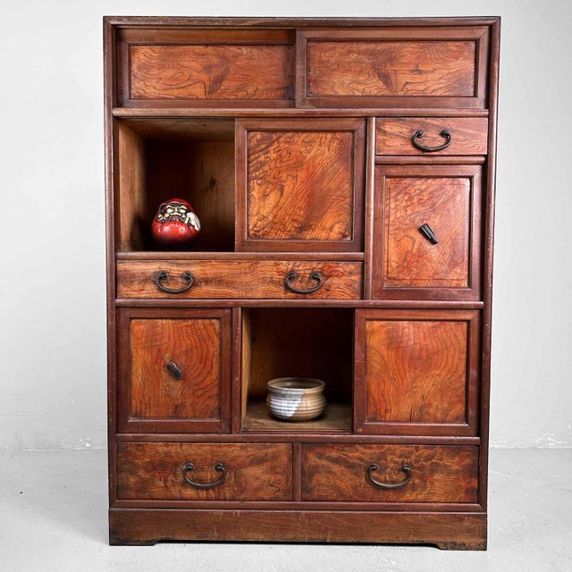 Beautiful traditional Cha Tansu, or Japanese tea cabinet. Dimensions: height 103 cm, width 75 cm, depth 29.5 cm. This Cha...