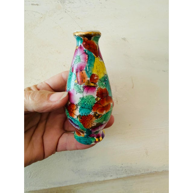 Pair Vintage Millefleurs 100 Flowers Miniature Porcelain Vases – Pair | Hand-Painted Floral Chinese Porcelain | 1950s–1970s For Sale In Chicago - Image 6 of 9