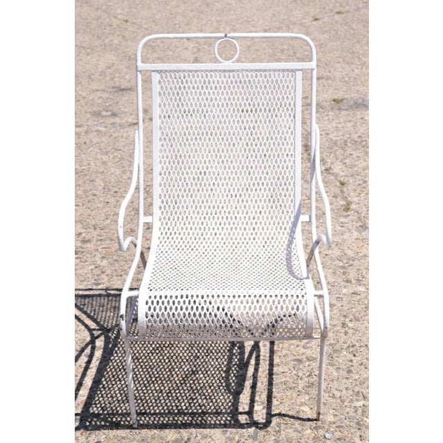 Vintage Russell Woodard Sculptura Mid Century Wrought Iron Patio Arm Chair. Item features heavy iron construction, very...