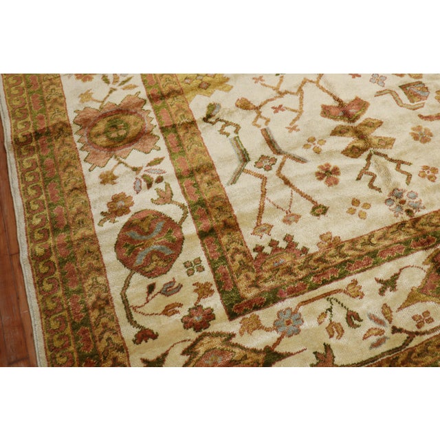 Vintage Inspired Angora Wool Ivory Oushak Rug For Sale In New York - Image 6 of 11