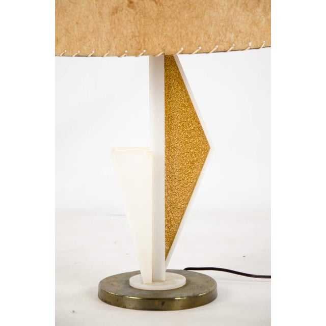 Mid-Century Modern White and Gold Abstract Table Lamp | Chairish