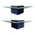 Lacquered Modern Triangle Coffee Tables With Glass, in Deep Midnight Blue 2 Aailable For Sale