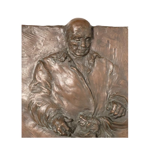 Late 20th Century German Expressionist Bronze Relief Plaque Mans Best Friend, a Man and His Dog, 1985 For Sale - Image 5 of 14