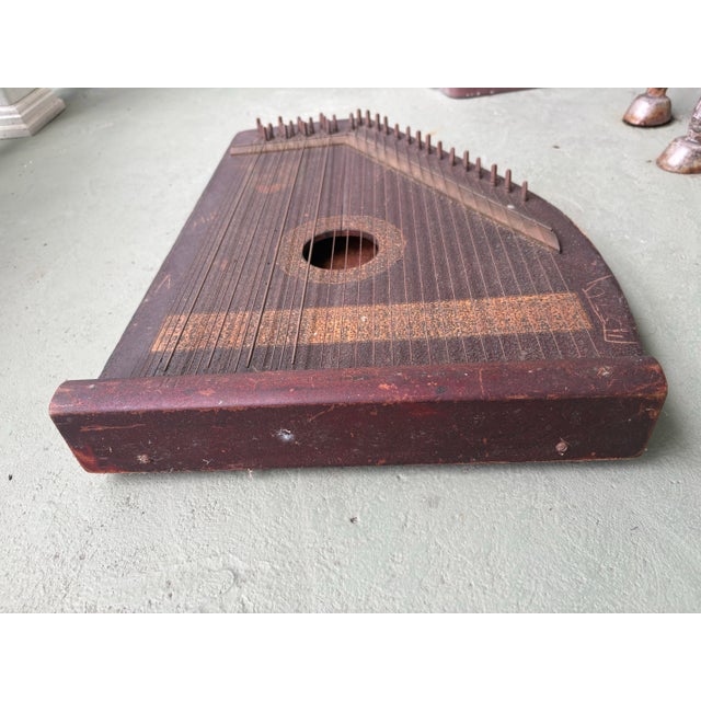 Antique Folk Art American Zither Lap Harp Decorative String Instrument, Early 20th Century For Sale - Image 10 of 12