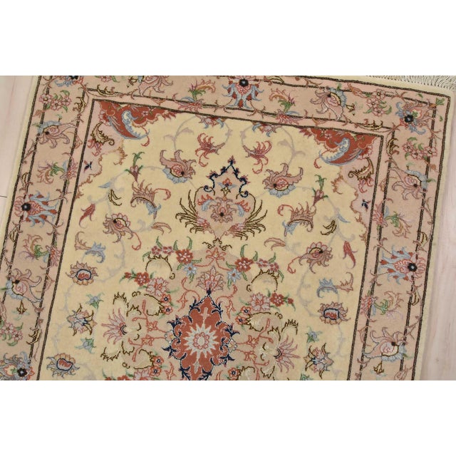 Fine Tabriz Runner 2’8” X 15’6” Ivory Wool Traditional Hand-Knotted Oriental Rug For Sale In Philadelphia - Image 6 of 15