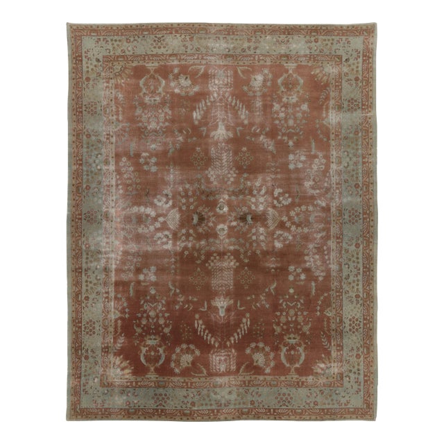 Oversized Antique 20th Century Lahore Rug With Distressed Florals - Rug & Kilim For Sale