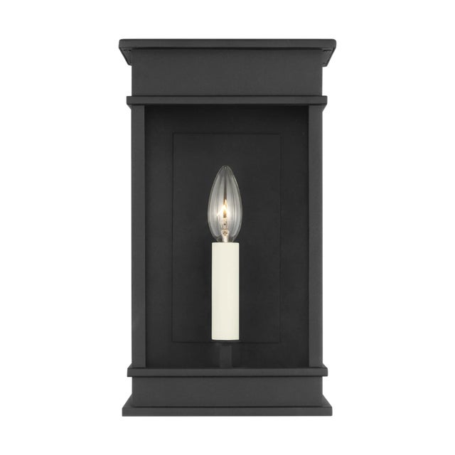 Chapman & Myers by Visual Comfort Studio Cupertino 1-Light Outdoor Small Lantern Sconce in Textured Black For Sale In Greenville, SC - Image 6 of 6