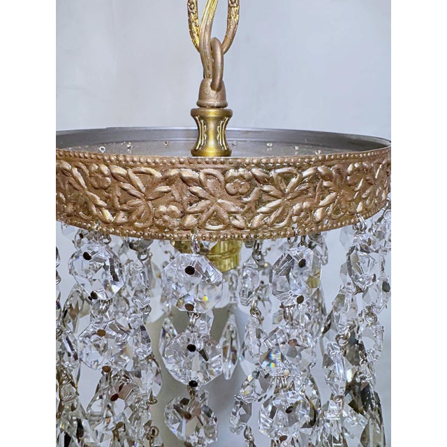 Metal 1950's Italian Brass Rim Chandelier For Sale - Image 7 of 8