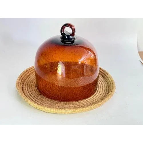 Chees or Fruit Cloche Plate in Rattan and Glass, Italy, 1970s For Sale - Image 6 of 12