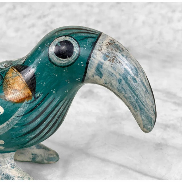 Vintage Southwestern Mexican Pottery Toucan Bird Sculpture For Sale - Image 6 of 7