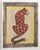 Painting of a Leopard in shades of beige, sepia and raw umber with multiple borders in brick red and Pine green....