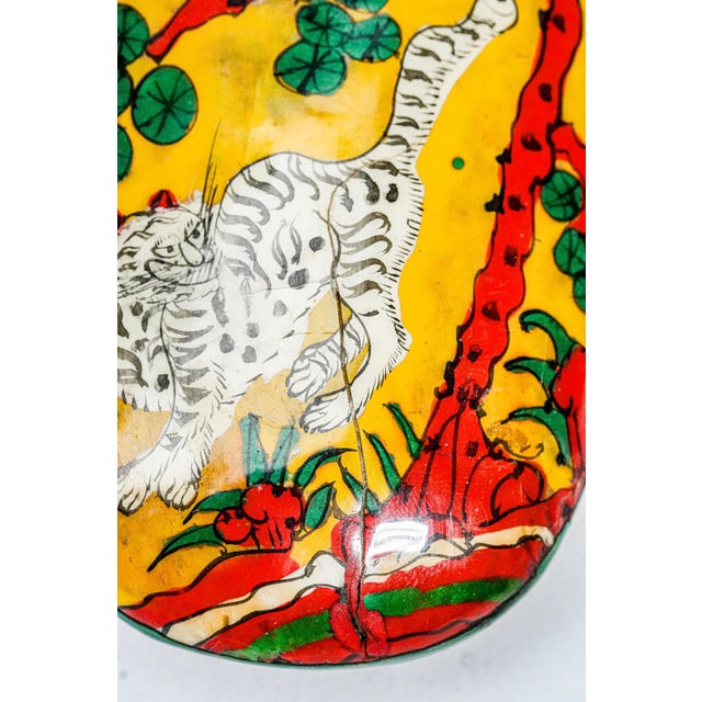 Colorful Hand Painted Antique Lacquer Asian Chinese Tiger Eyeglass Spectacle Case Chinoiserie Home Decor For Sale - Image 11 of 15