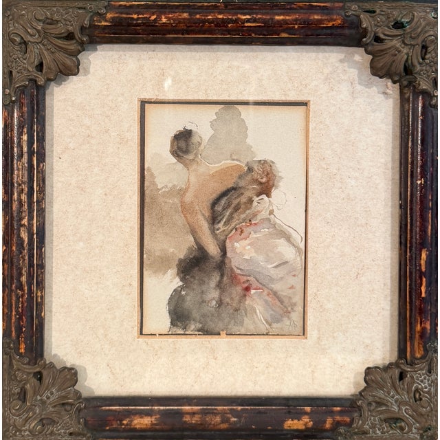 Pompeo Mariani, Female Figure, 19th Century, Watercolor For Sale - Image 7 of 7