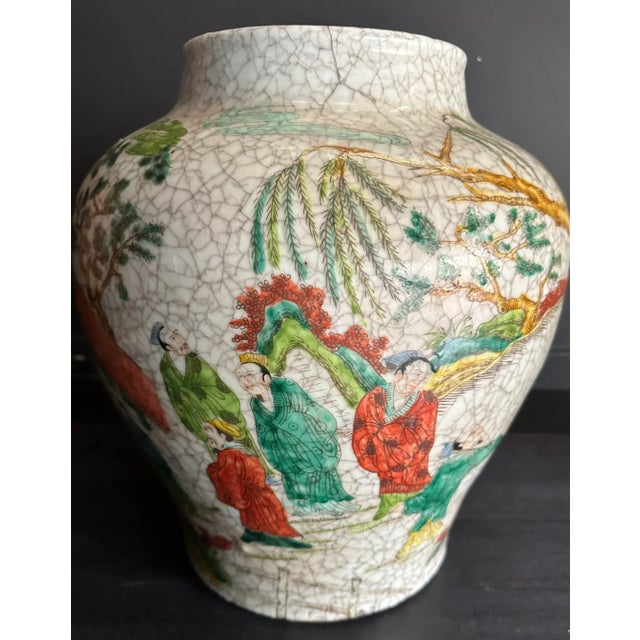 Early 20th Century Chinese Crackle Glaze Ginger Vase Export Famille Verte For Sale - Image 10 of 13