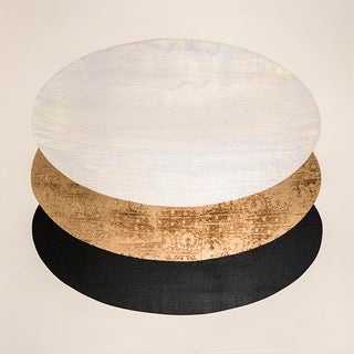 Rebecca Koury "Eclipsing the Past" Gold Black Eclipse Contemporary Abstract, Acrylic and Mixed Media on Canvas, Carmel Ca Art, Future Forward, 2026 For Sale