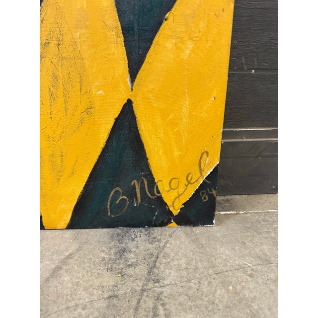 Textile Vintage Expressionist Figurative Female Oil Painting For Sale - Image 7 of 10