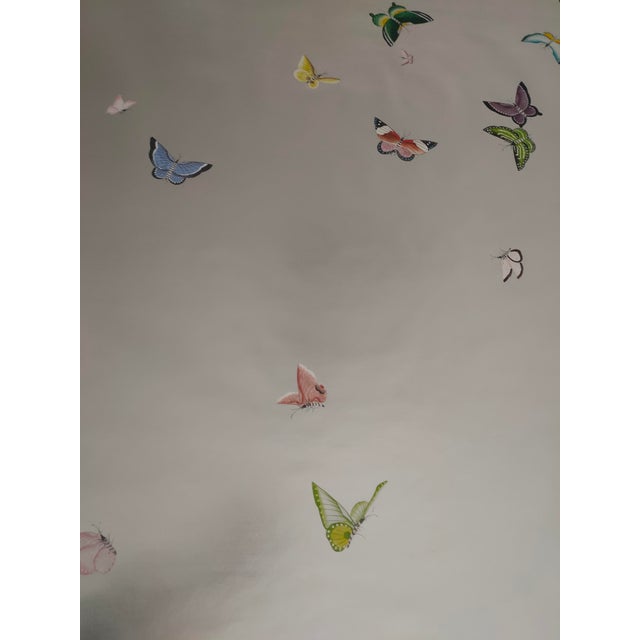 If you love the look of De Gournay wallpaper but not the price, this is for you. Hand-Painted Silver Metallic Butterfly...