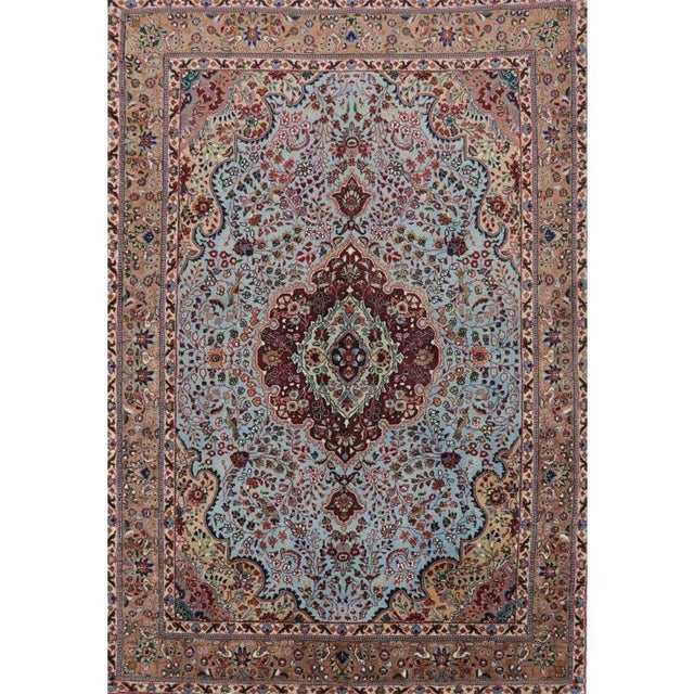 1980s Old Persian Tabriz Masterpiece Area Rug 4’7″ X 6’9″ For Sale - Image 10 of 10