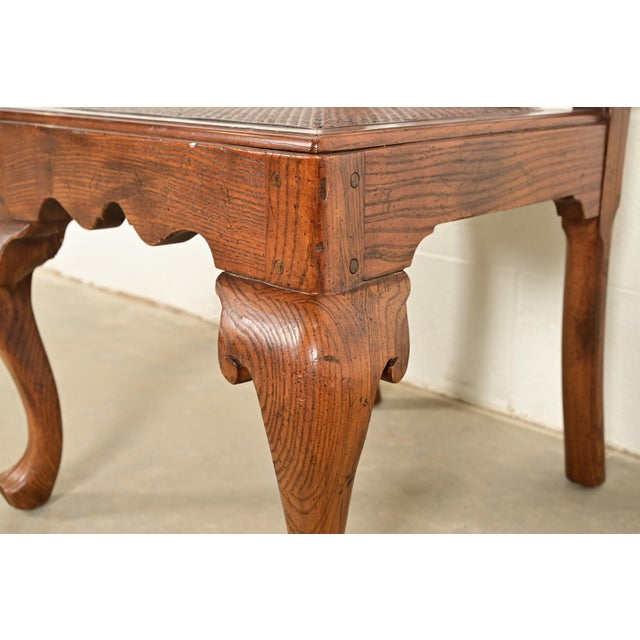 Brown Henredon Georgian Carved Oak and Cane Dining Chairs, Set of Four For Sale - Image 8 of 14