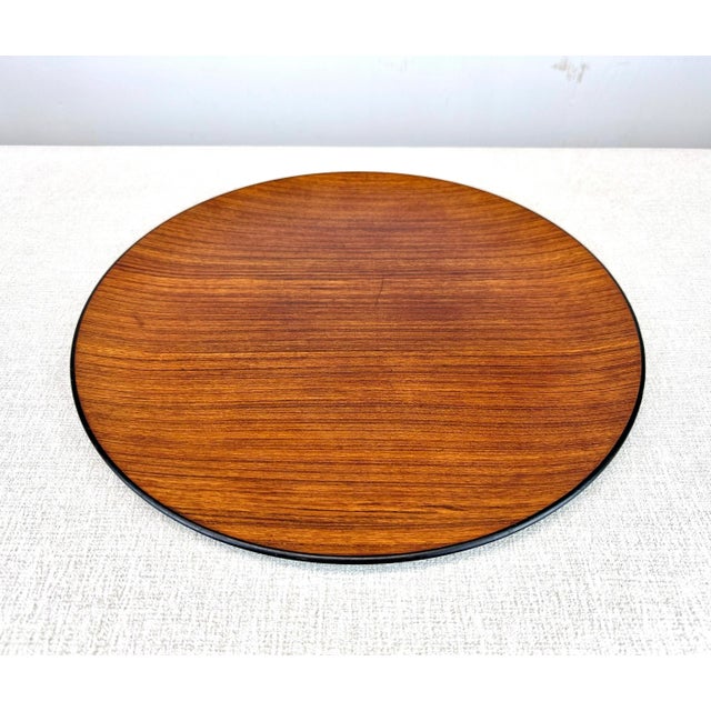 Otagiri Company Mid Century Modern Teak & Black Lacquer Charger, Japan For Sale - Image 4 of 9