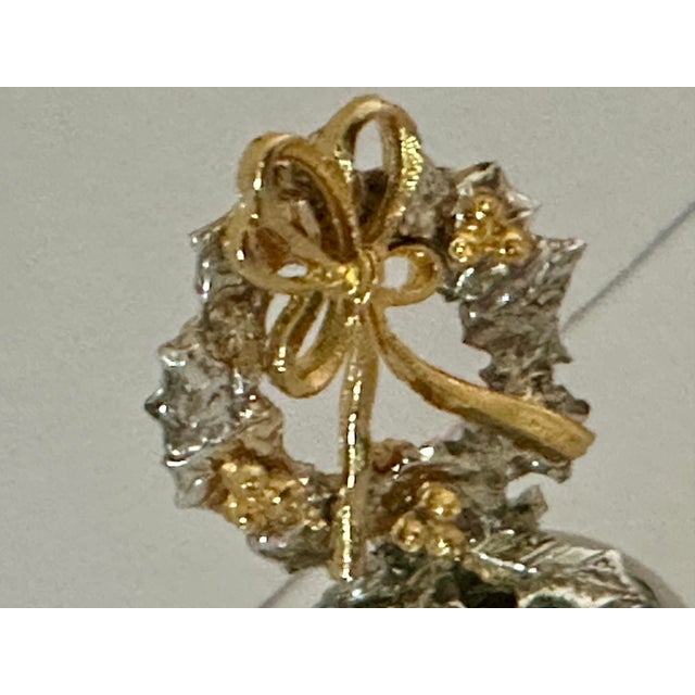 Vintage 1995 Silver & Gold Christmas Wreath Bell For Sale - Image 4 of 7