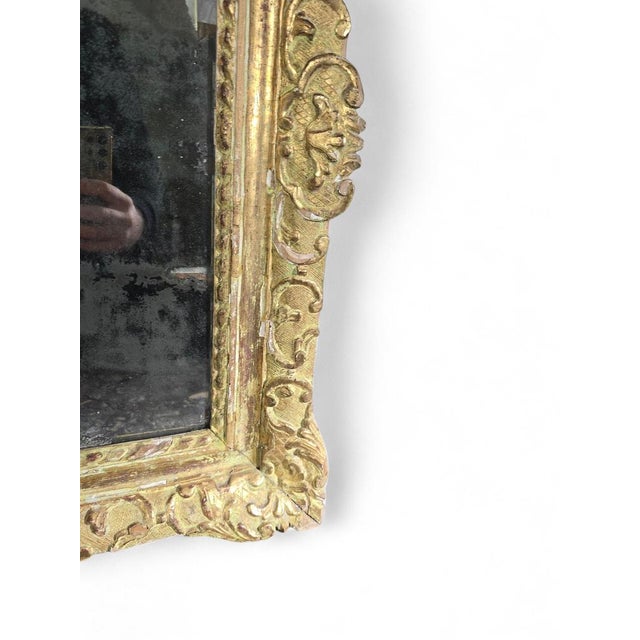 Wood French Carved and Gilded Wood Mirror, 1740s For Sale - Image 7 of 12