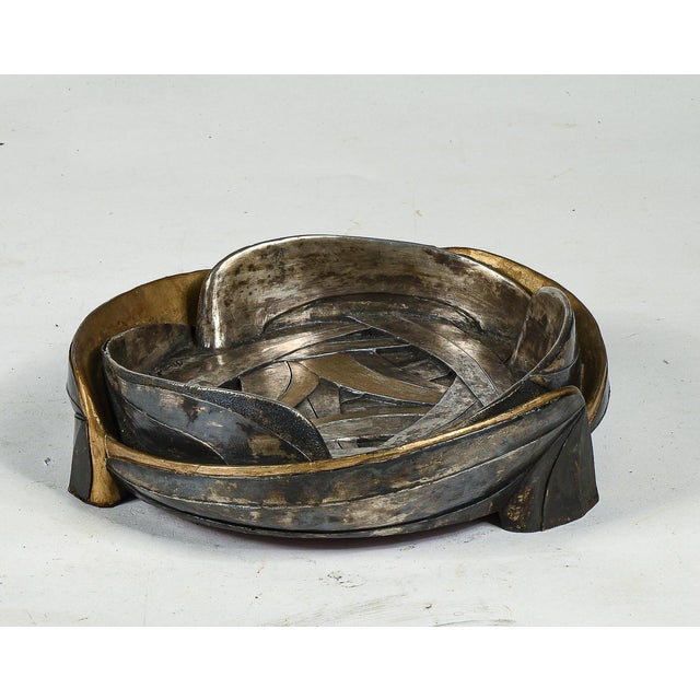 Italian Gray and Golden Metal Resin Ashtray from Brumel, 1950s For Sale - Image 6 of 10