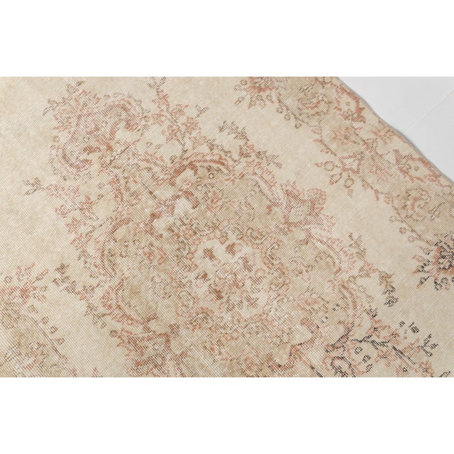 Beige 1960s Neutral Floral Medallion Rug For Sale - Image 8 of 10