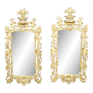 Italian Gilded Pagoda Top Mirror-Pair For Sale