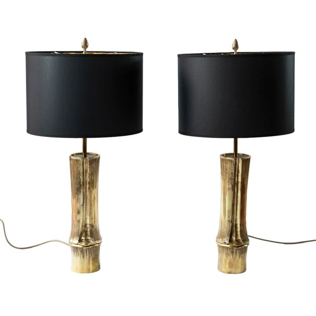 Vintage French Bronze Bamboo Table Lamps by Maison Charles, Set of 2 For Sale - Image 10 of 10