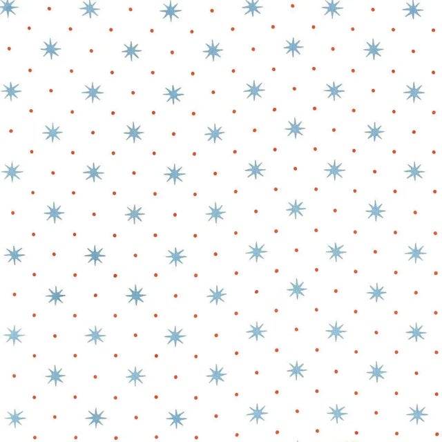 Sister Parish Serendipity Fabric in Blue Orange For Sale