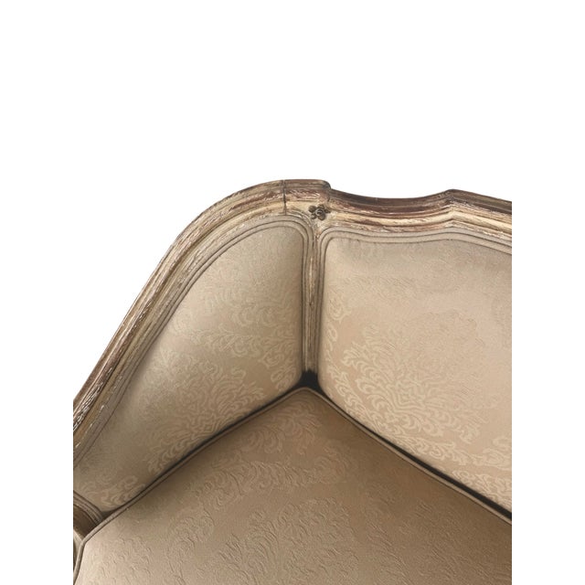 Vintage Louis XV Revival Carved Giltwood Upholstered Settee For Sale - Image 14 of 18