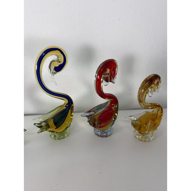 Swans in Submerged Polychrome Murano Glass in the style of Cenedese, 1970, Set of 4 For Sale - Image 11 of 18