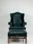 This is a beautifully crafted vintage Bob Timberlake wingback chair with matching ottoman, upholstered in rich green...