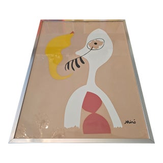 1960s Vintage Mid Century Modern Plate-Signed Reproduction Print After Miro For Sale
