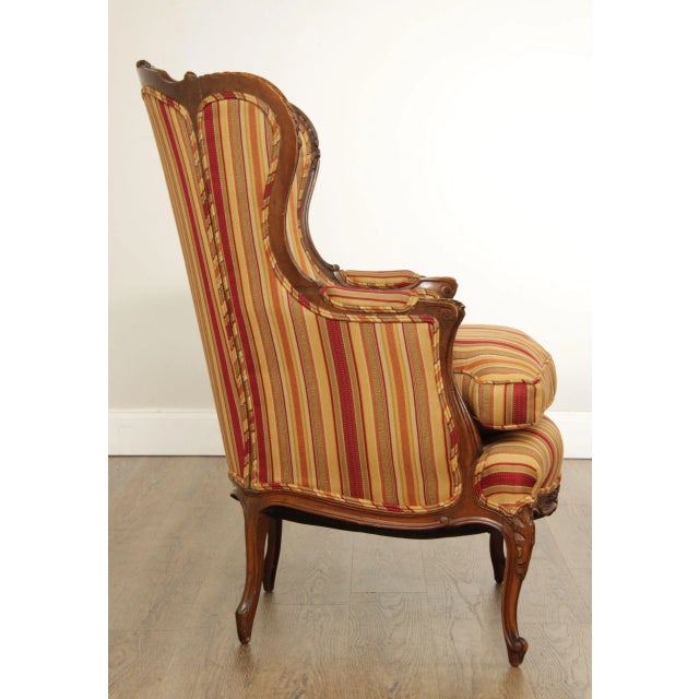 Early 20th Century Antique Rococo Style Carved Wood Wingback Armchair For Sale - Image 5 of 13