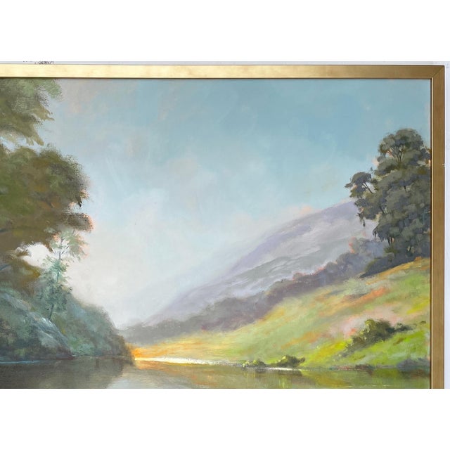 Rustic 2021 “River” Framed Large Impressionist Oil on Canvas Painting by Ed Penniman For Sale - Image 3 of 8