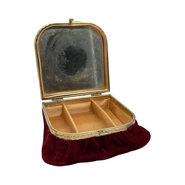 Antique French Red Velvet Jewelry Casket For Sale In West Palm - Image 6 of 16