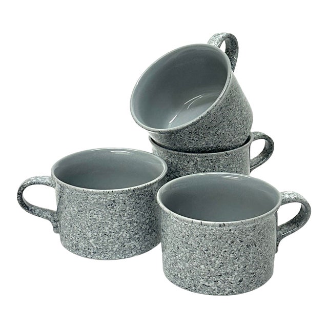 Ultrastone Gray Mottled Ceramic Coffee Cups by Mikasa - Set of 4 For Sale