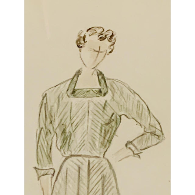 Berthe Duquaine, Figurative Composition, 1950s, Pencil on Paper For Sale - Image 9 of 18
