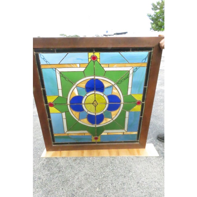 Late 1800s Stained Glass Window Suncatcher Flower Design For Sale - Image 12 of 12