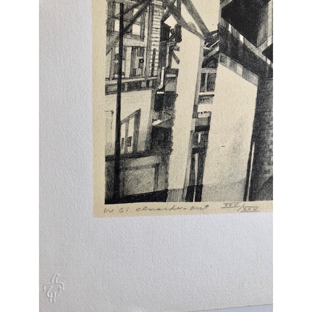 American JIm McCormick, Chicago Scene Modernist Architectural Lithograph, Nevada Artist, 1980 For Sale - Image 3 of 5