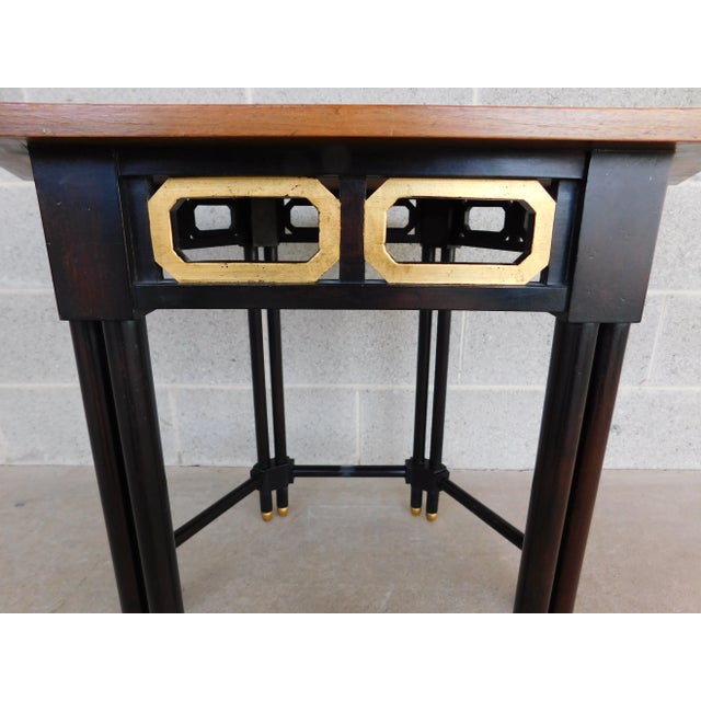 Mid-Century Baker Furniture Lacquered Gold Gilt Finish Figured Wood Side Table For Sale - Image 11 of 13